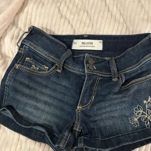 Hollister Blue Denim Shorts with Floral Detail